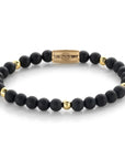 Rebel & Rose Armband Matt Blackadonna 6mm 18K Geelgoud Ionplated RR-60078-G - PansiteNederland.nl