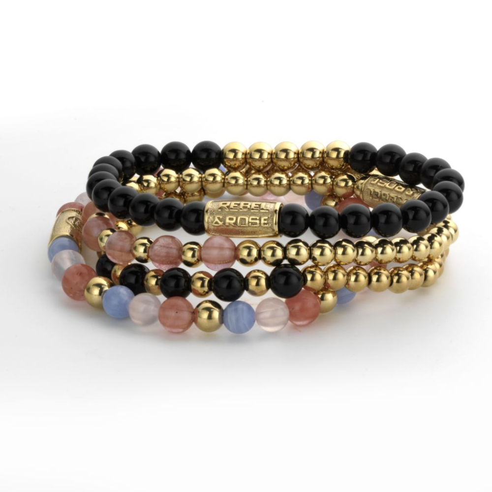 Rebel & Rose More Balls Than Most 6mm Armband RR-60081-G – Roze/geelgoud
