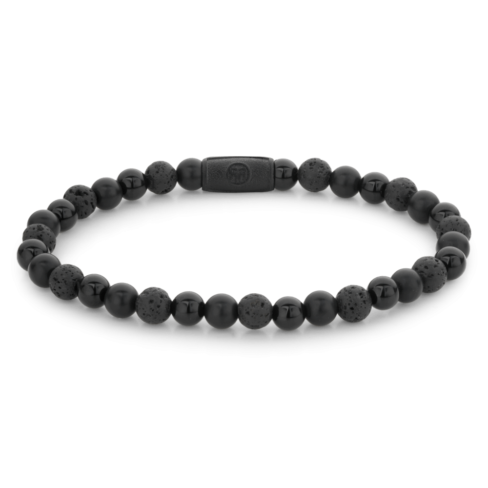 Rebel & Rose Armband - Black Rocks (All-Black) - 6mm - RR-60088-B - PansiteNederland.nl