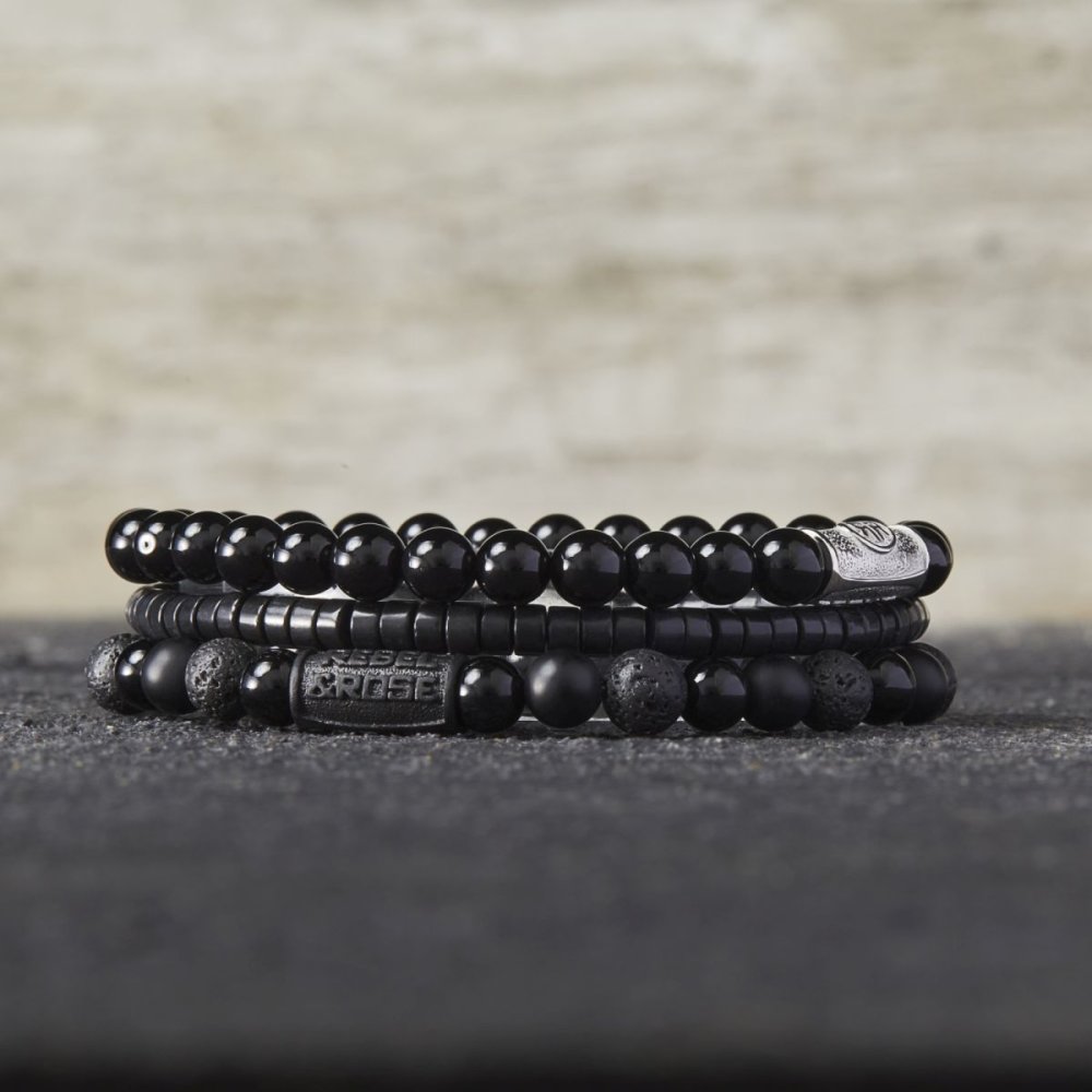 Rebel & Rose Black 6mm Armband RR-60088-B – 3 kleuren zwart