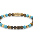Rebel & and Rose - Armband - Mix Tiger Turquoise - 18 ct yellow gold ionplated - 6mm Armband - RR-60104-G Dames - PansiteNederland.nl