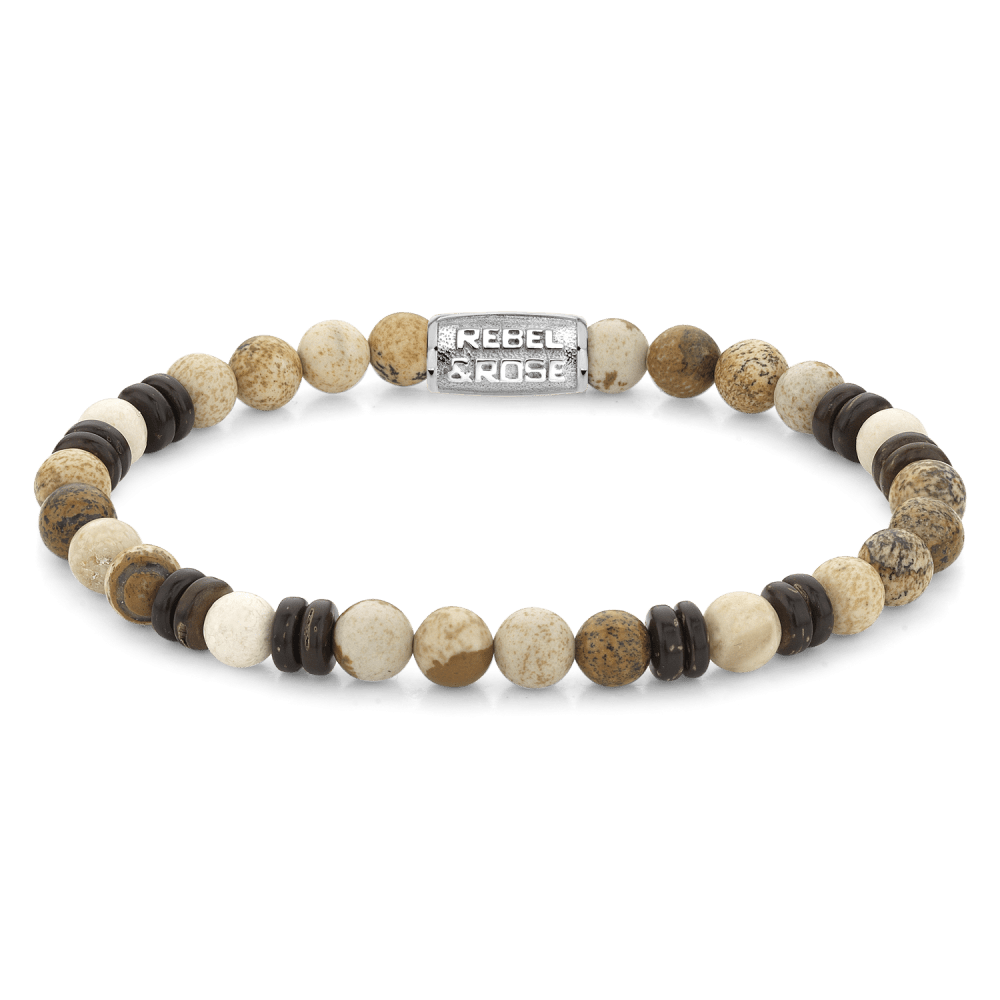 Rebel & and Rose - Armband - Variations Woodstock - 6mm Armband - RR-60106-S Heren - PansiteNederland.nl