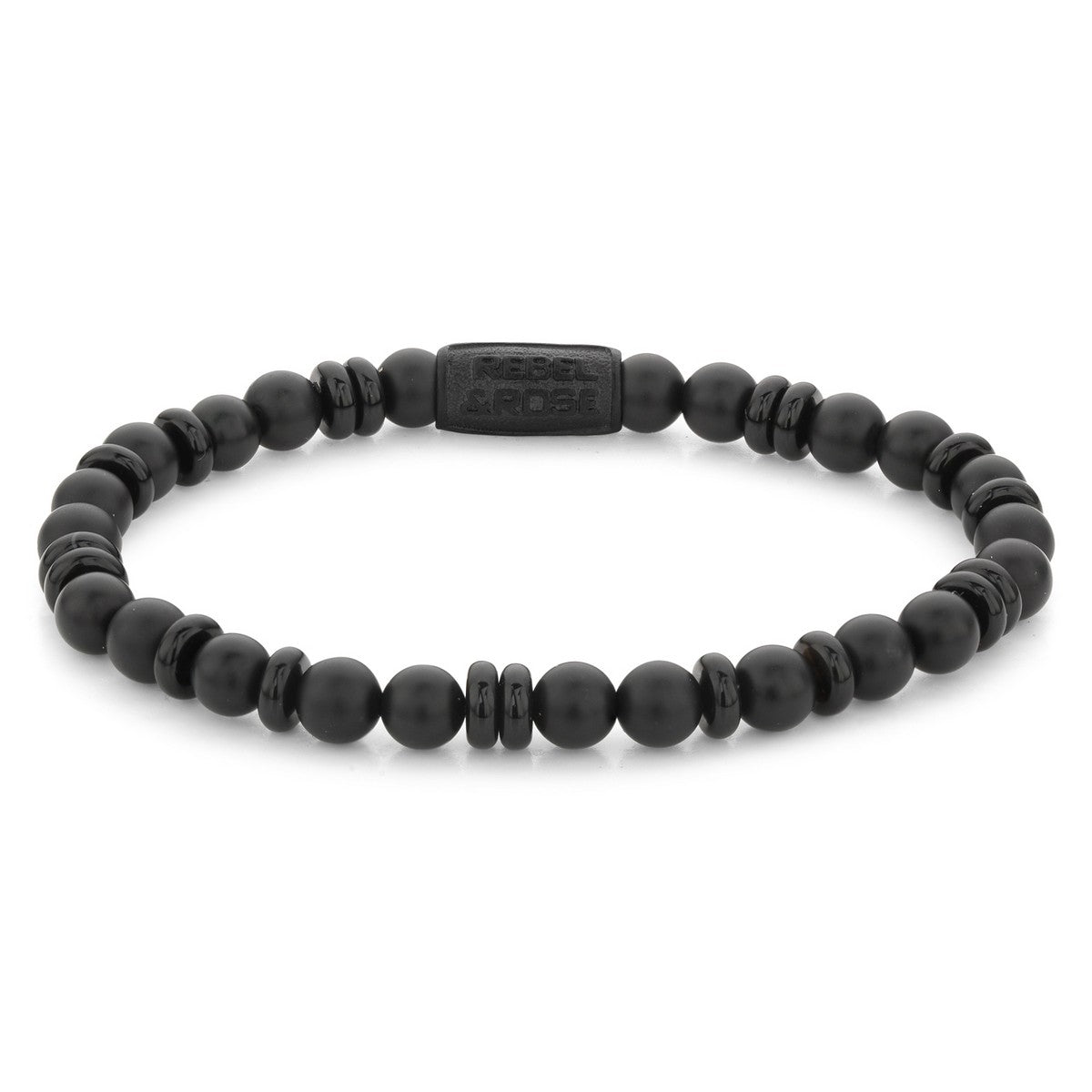 Rebel & Rose Armband Variations All-Black 6mm Natuursteen RR-60107-B - PansiteNederland.nl