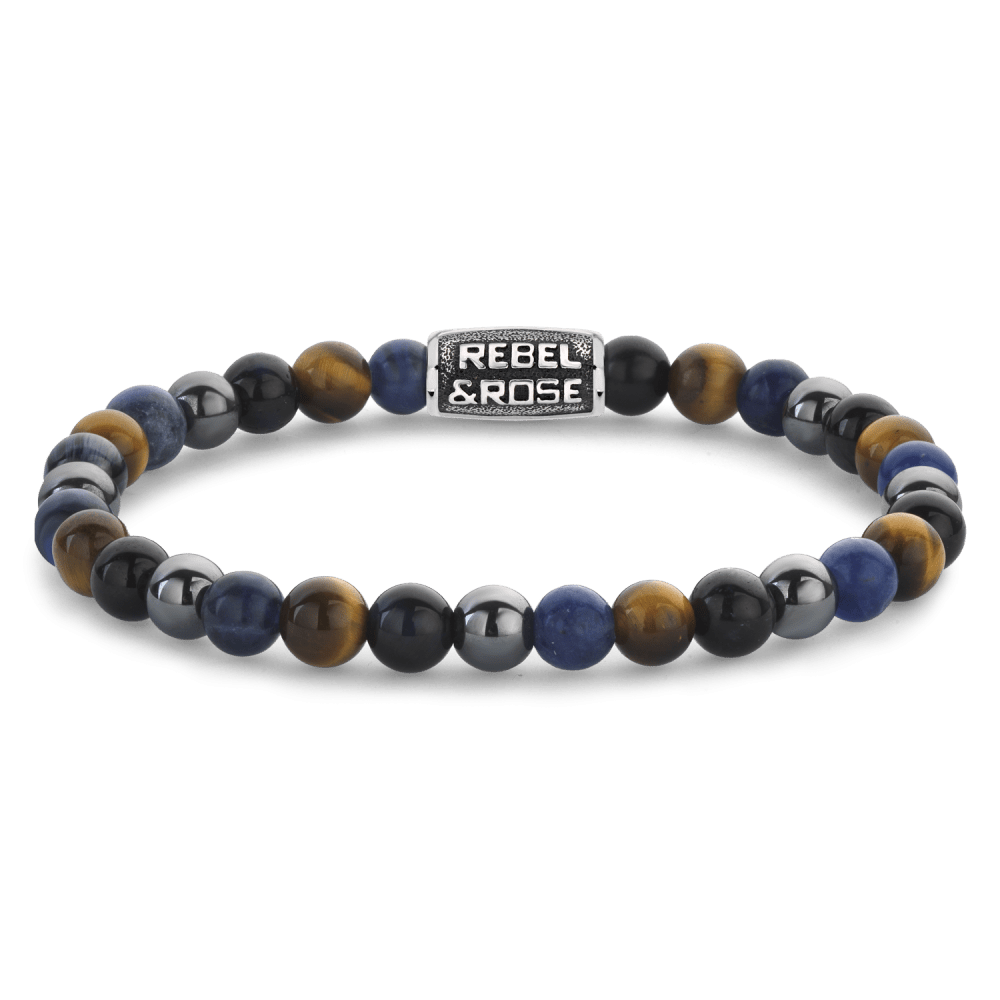 Rebel & and Rose - Armband - Blue Rain Vintage - 6mm - RR-60110-V Unisex - PansiteNederland.nl