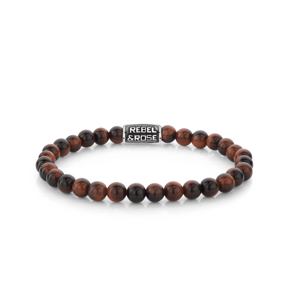 Rebel & and Rose - Armband - Tiger Red Vintage - 6mm Armband - RR-60122-V Heren - PansiteNederland.nl