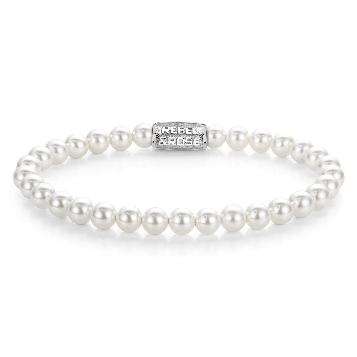 Rebel & Rose Stones Only 6mm Armband RR-60136-S - Witte parels