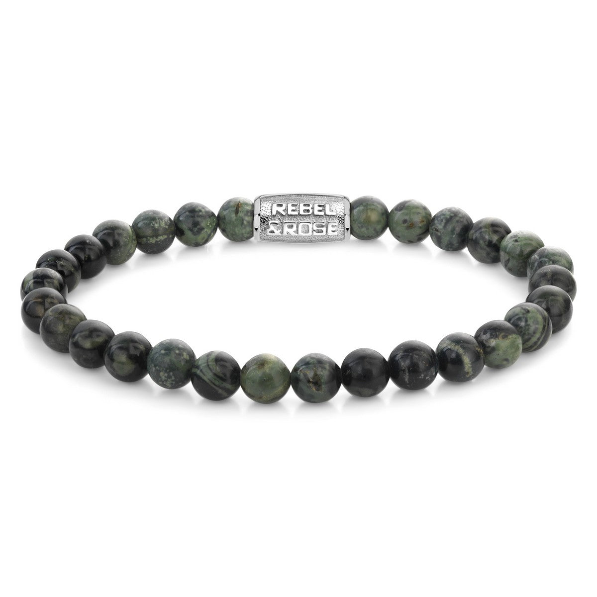 Rebel & and Rose - Armband - Green Rocks - 6mm Armband - RR-60139-S Heren - PansiteNederland.nl