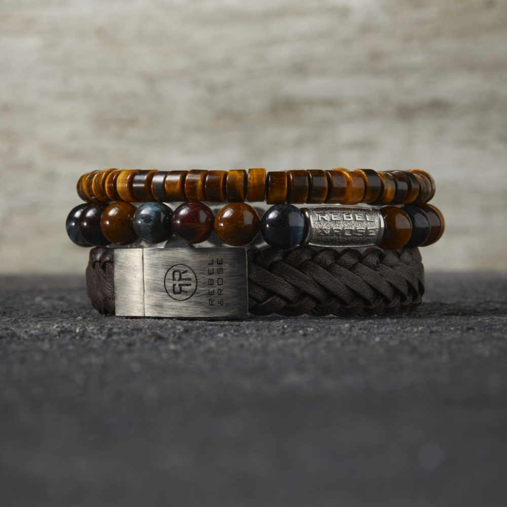 Rebel & Rose Stones Only 8mm Armband RR-80009-S – Geel/rood/bruin