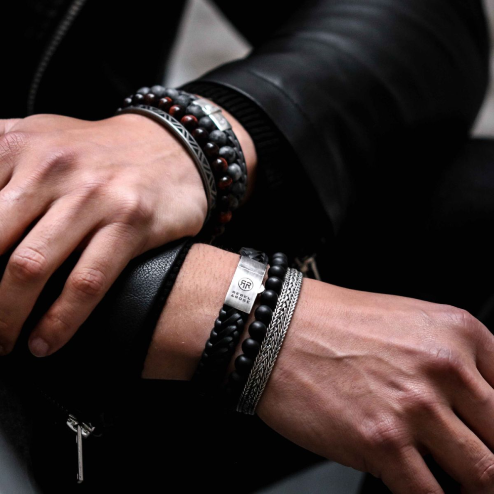 Rebel & Rose Stones Only 8mm Armband RR-80021-S – Zwart - mat