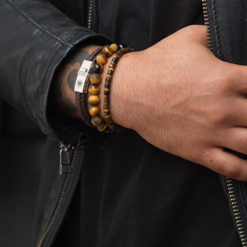 Rebel & Rose Stones Only 8mm Armband RR-80042-S – Geel/bruin