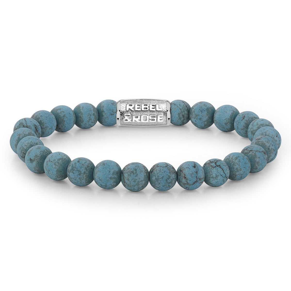 Rebel & and Rose - Armband - Matt Turquoise Delight - 8mm Armband - RR-80043-S Heren - PansiteNederland.nl