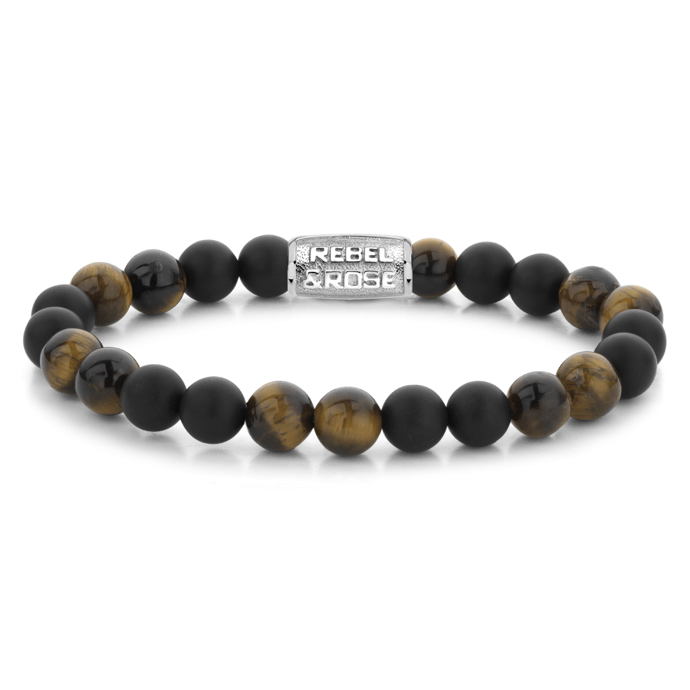 Rebel & and Rose - Armband - Matt Tigerily Twist - 8mm Armband - RR-80067-S Heren - PansiteNederland.nl