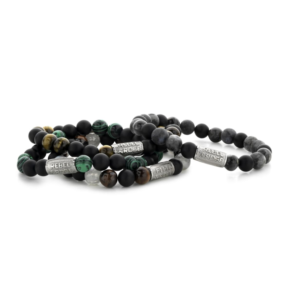 Rebel & Rose More Balls Than Most 8mm Armband RR-80069-S – Grijs/Zwart