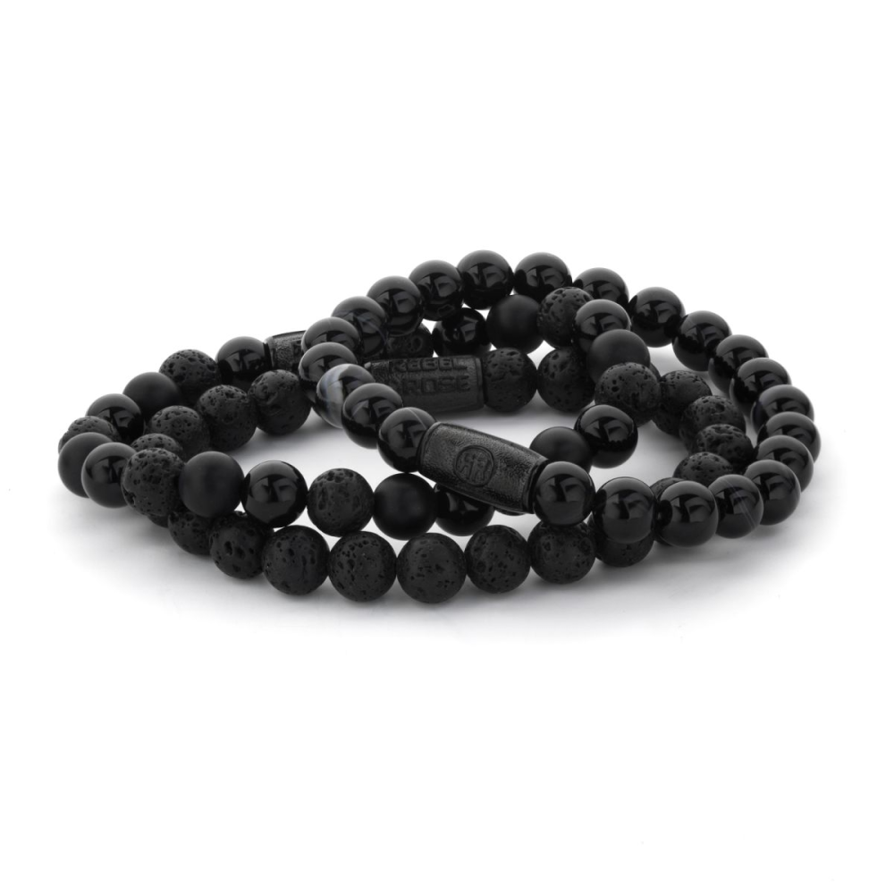Rebel & Rose Black 8mm Armband RR-80071-B – Zwart