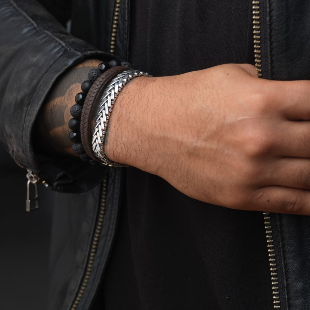Rebel & Rose Black 8mm Armband RR-80073-B – 3 kleuren zwart