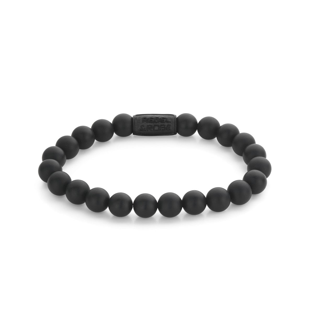 Rebel & Rose Armband Mad Panther All-Black 8mm Natuursteen RR-80082-B - PansiteNederland.nl