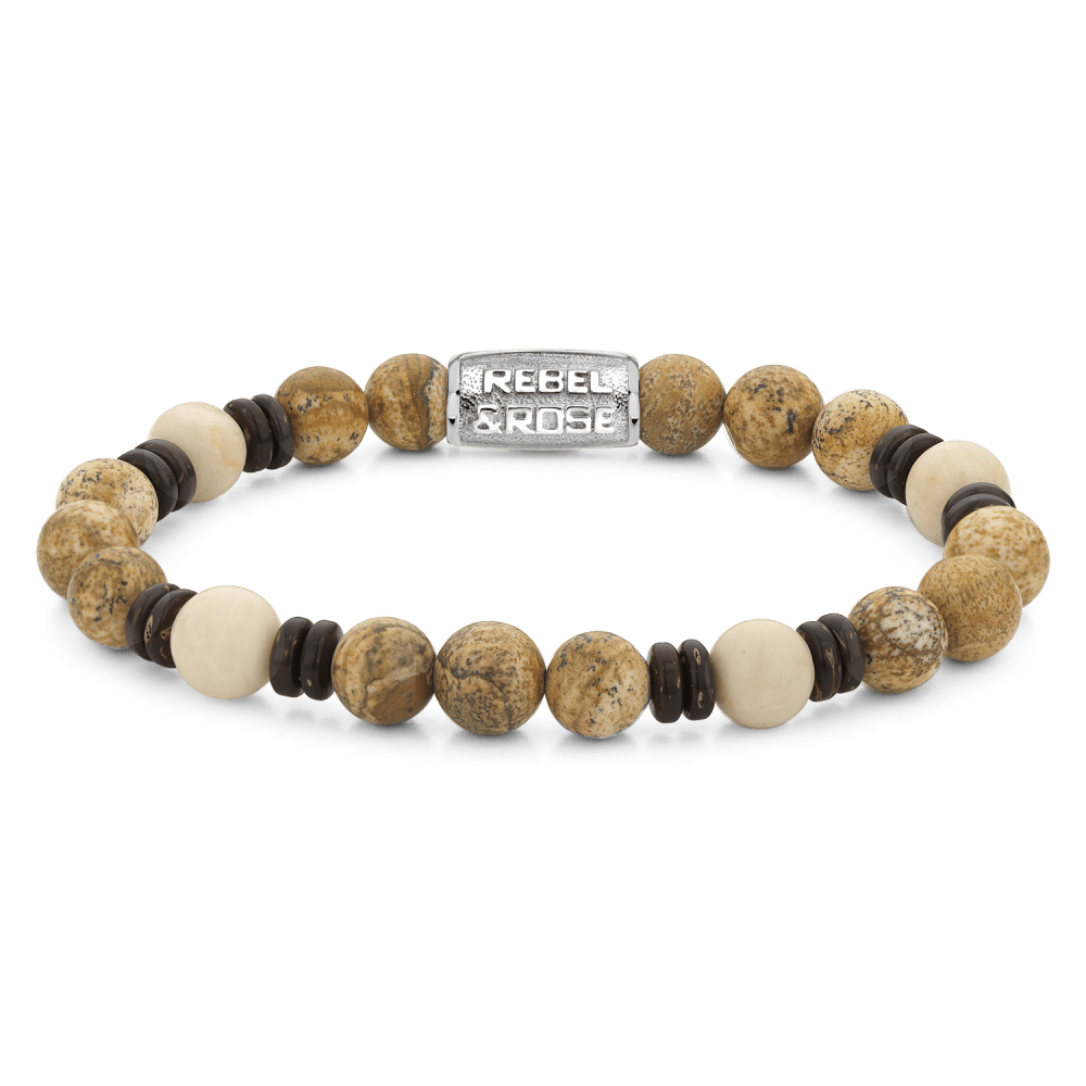 Rebel & and Rose - Armband - Variations Woodstock - 8mm Armband - RR-80092-S Heren - PansiteNederland.nl