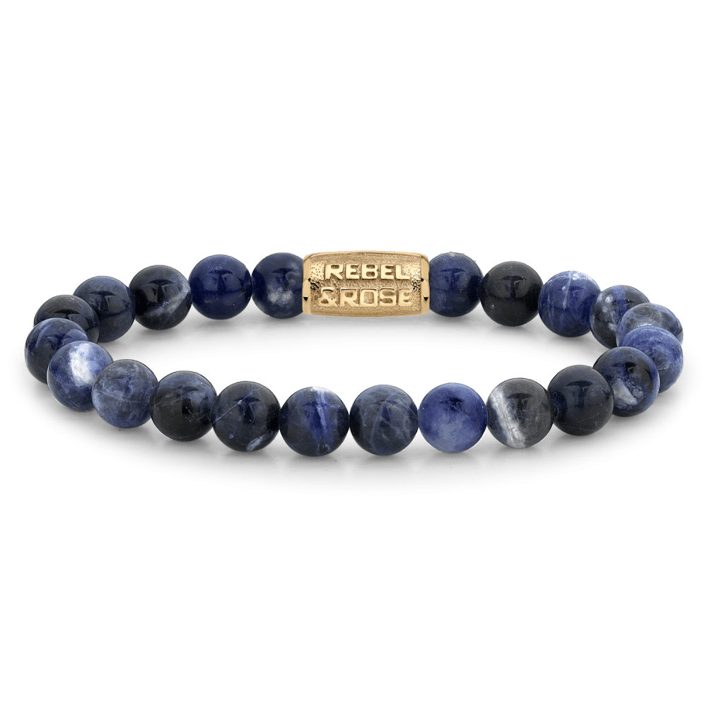 Rebel & and Rose - Armband - Midnight Blue Gold - 8mm Armband - RR-80094-G Heren - PansiteNederland.nl