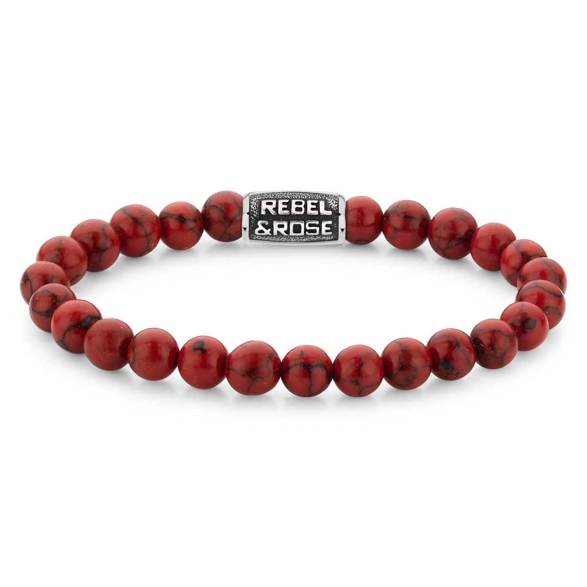 Rebel & Rose Armband Red Delight Vintage 8mm Natuursteen Unisex RR-80099-V - PansiteNederland.nl