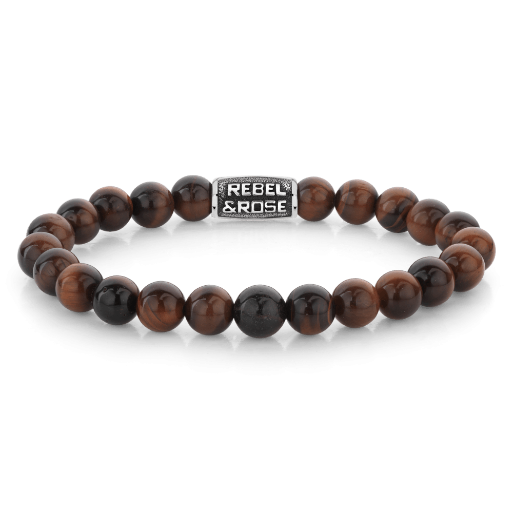 Rebel & and Rose - Armband - Tiger Red Vintage - 8mm Armband - RR-80103-V Heren - PansiteNederland.nl