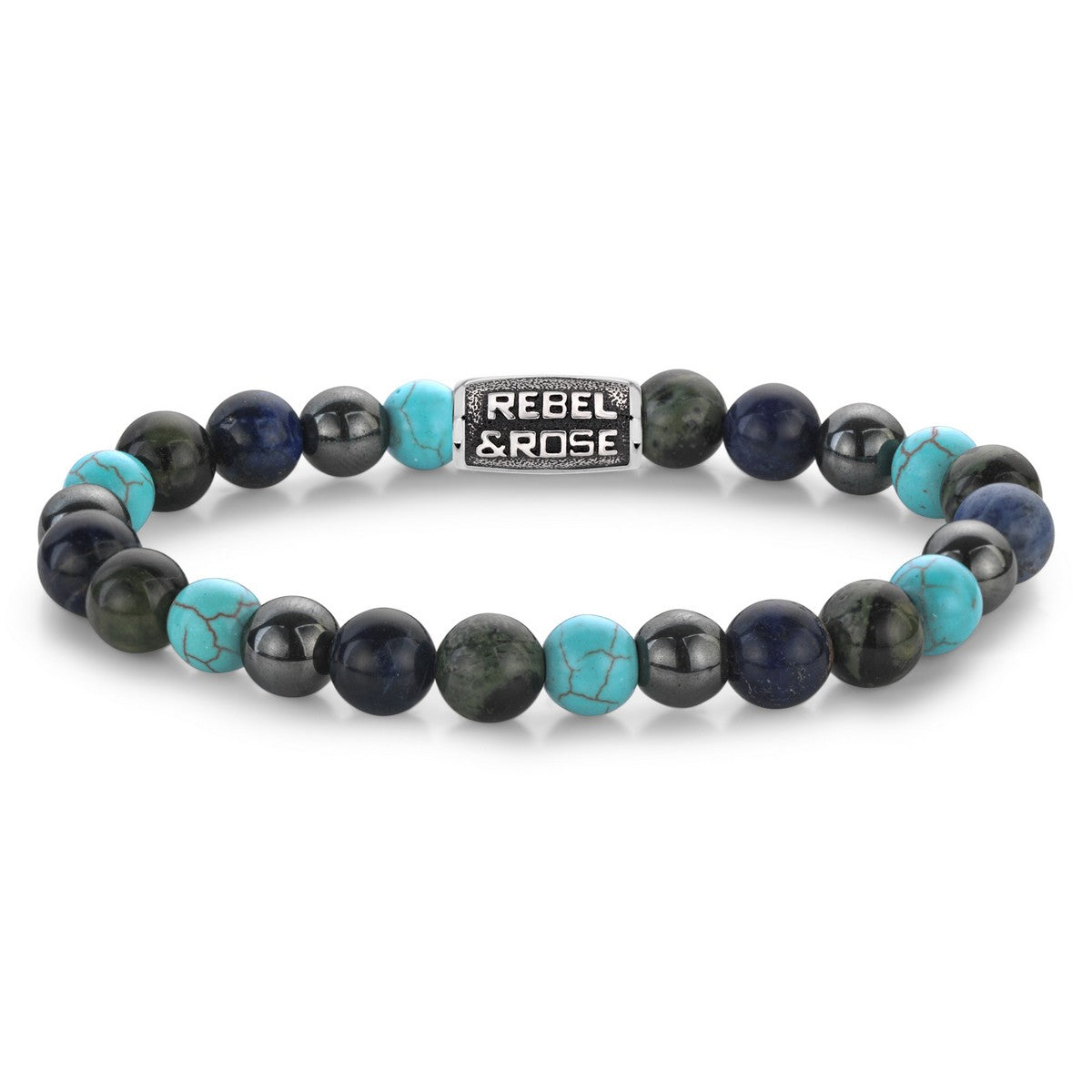 Rebel & Rose Armband Blue Nights Vintage 8mm Natuursteen Unisex RR-80108-V - PansiteNederland.nl