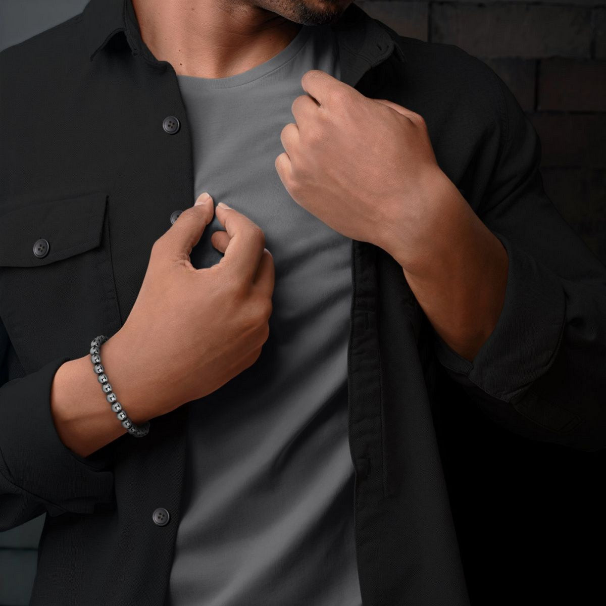 Rebel & Rose Armband Grey Silver Shine DV 8mm Hematiet RR-8DV04-S - PansiteNederland.nl