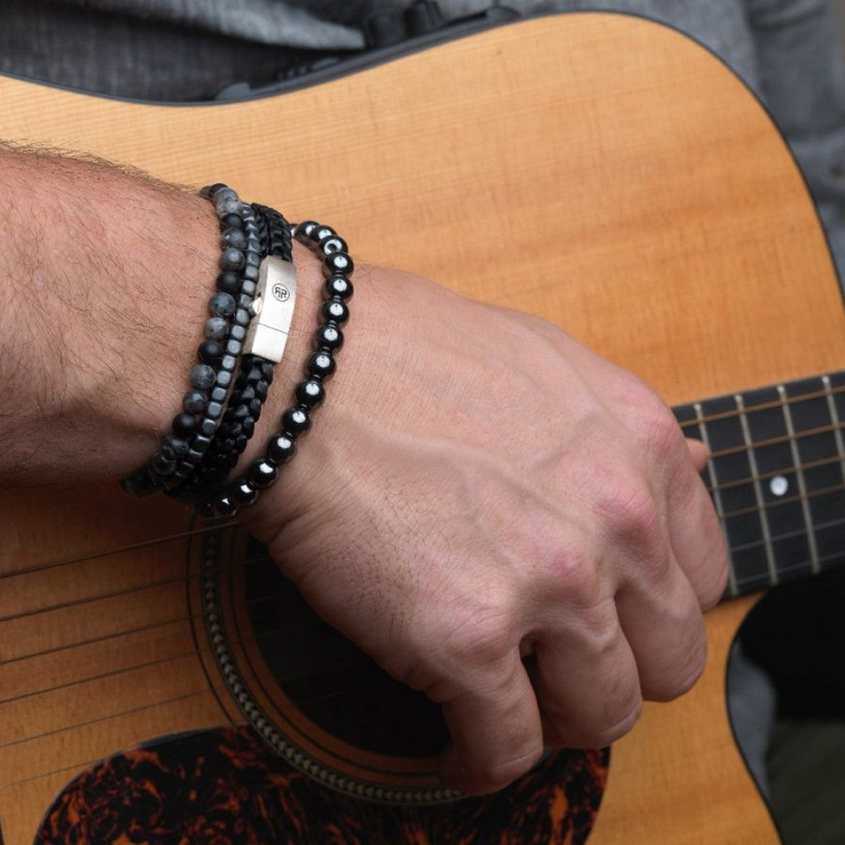 Rebel & Rose Armband Grey Silver Shine DV 8mm Hematiet RR-8DV04-S - PansiteNederland.nl