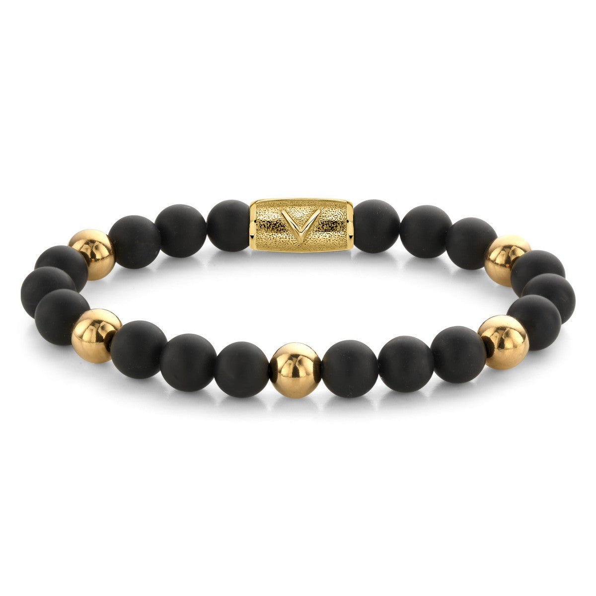 Rebel & Rose Armband Matt Blackadonna 8mm 18K Geelgoud Ionplated RR-8DV05-G - PansiteNederland.nl