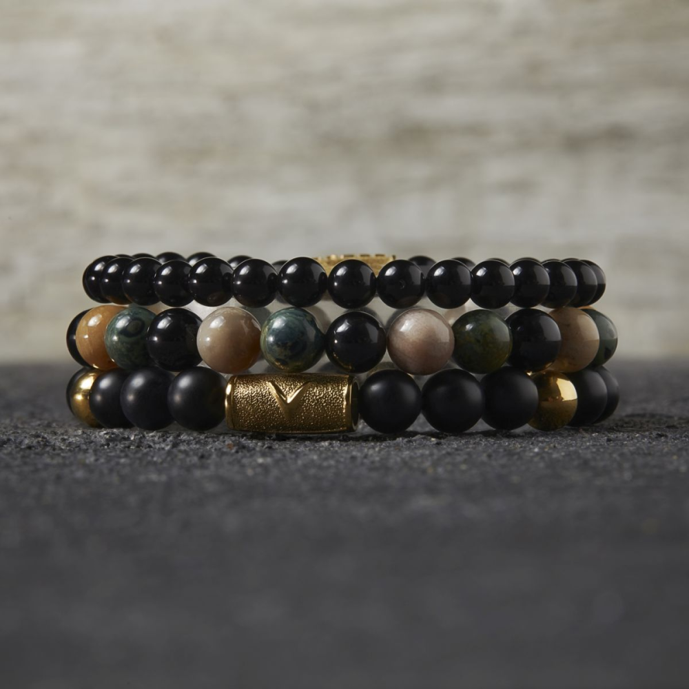 Rebel & Rose More Balls Than Most 8mm Armband RR-8DV05-G – Zwart/geelgoud