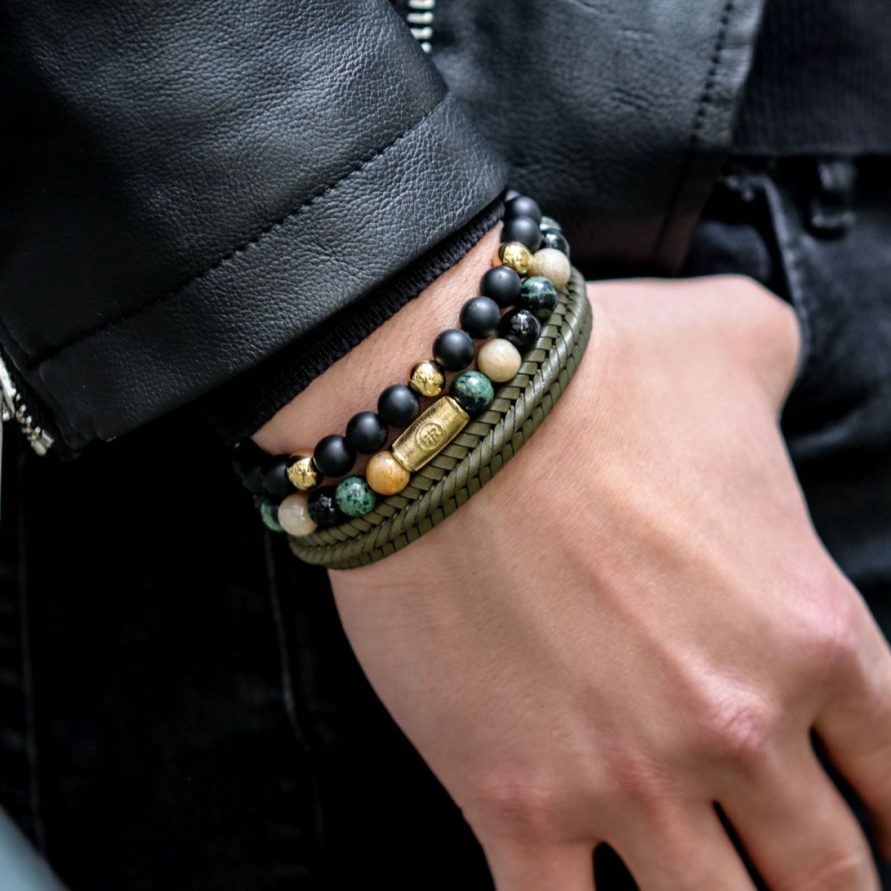 Rebel & Rose More Balls Than Most 8mm Armband RR-8DV05-G – Zwart/geelgoud