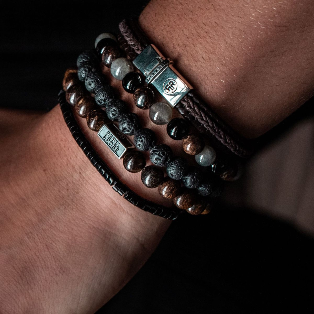 Rebel & Rose Silverbead 8mm Armband RR-8S003-S – Bruin