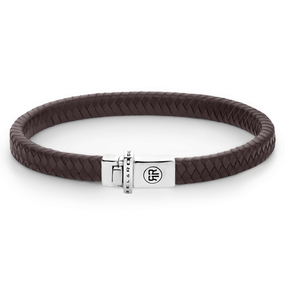 Rebel & and Rose - Armband - Small Braided Brown - RR-L0140-S Unisex - PansiteNederland.nl