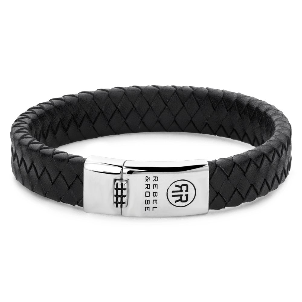 Rebel & and Rose - Armband - Braided Flat 925 Black - RR-L0141-S Heren - PansiteNederland.nl