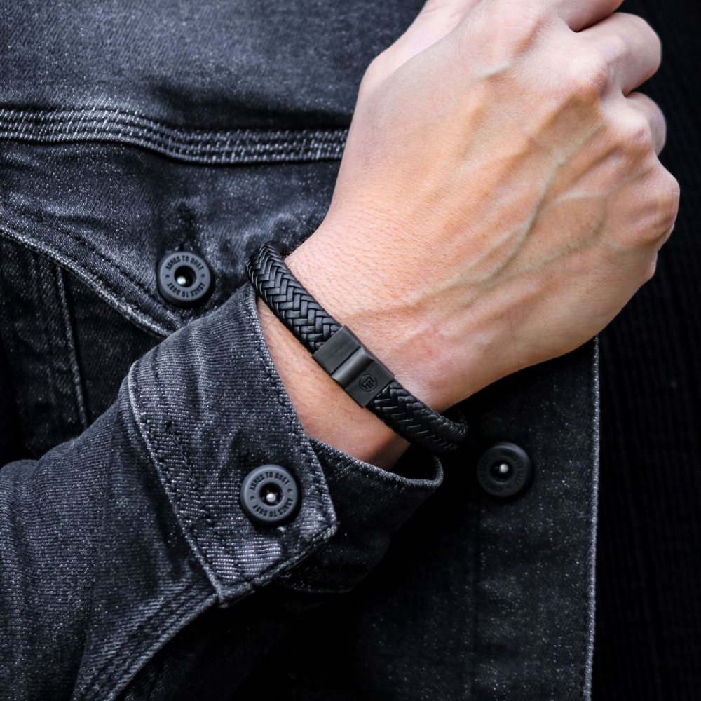 Rebel & Rose Full Metal Leather 12mm Armband RR-M0020-B