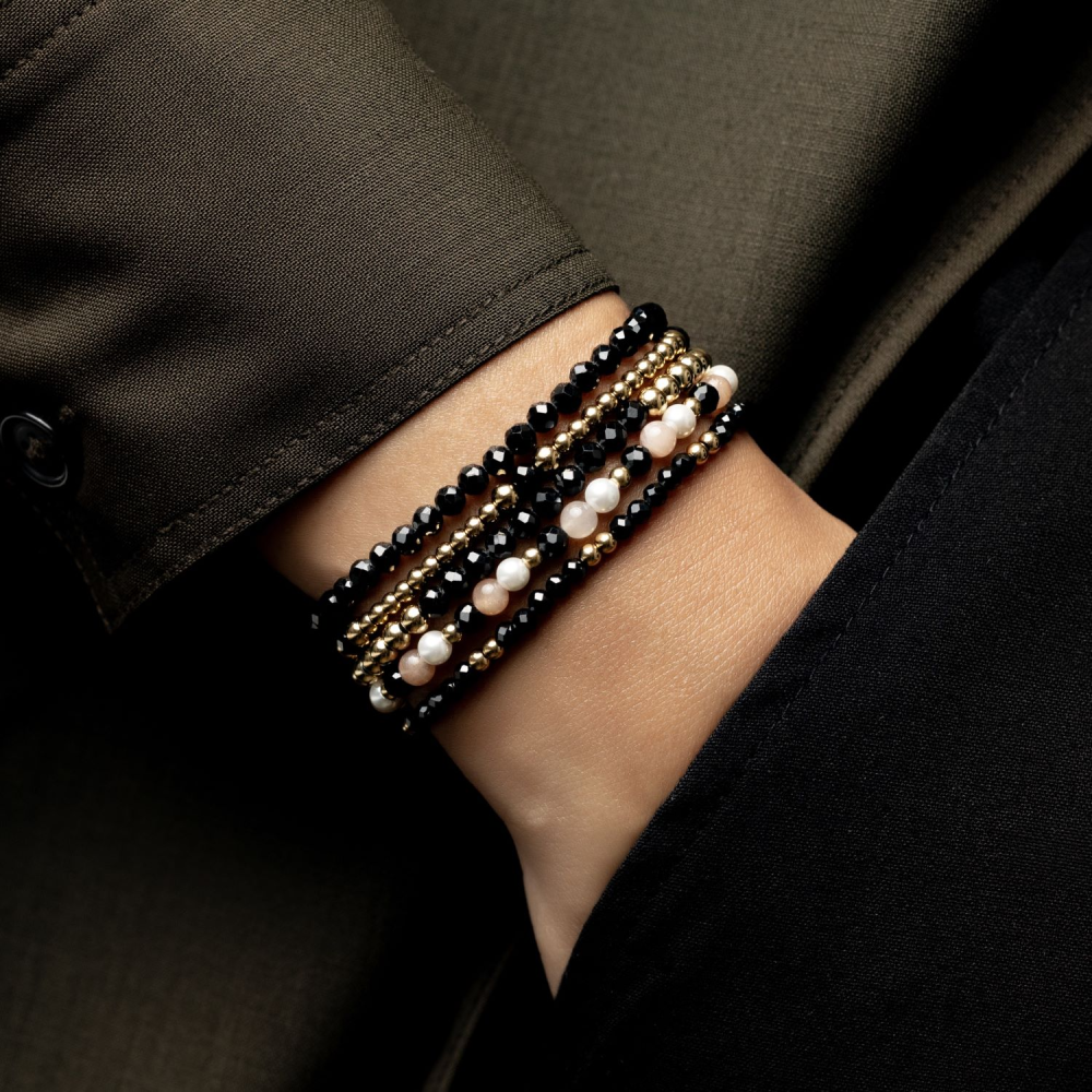Rebel & Rose Stones Only 4mm Armband RR-40153-G – Zwart