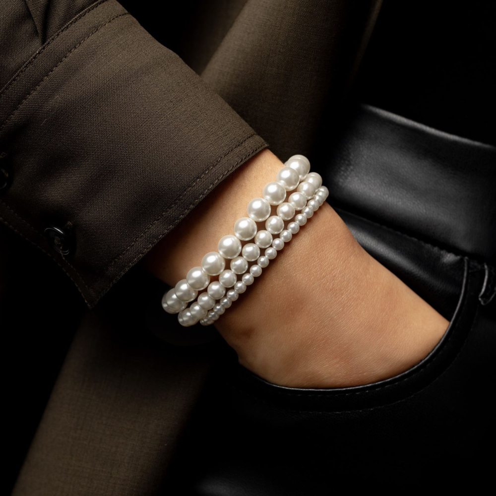 Rebel & Rose Stones Only 8mm Armband RR-80112-S – Witte parels