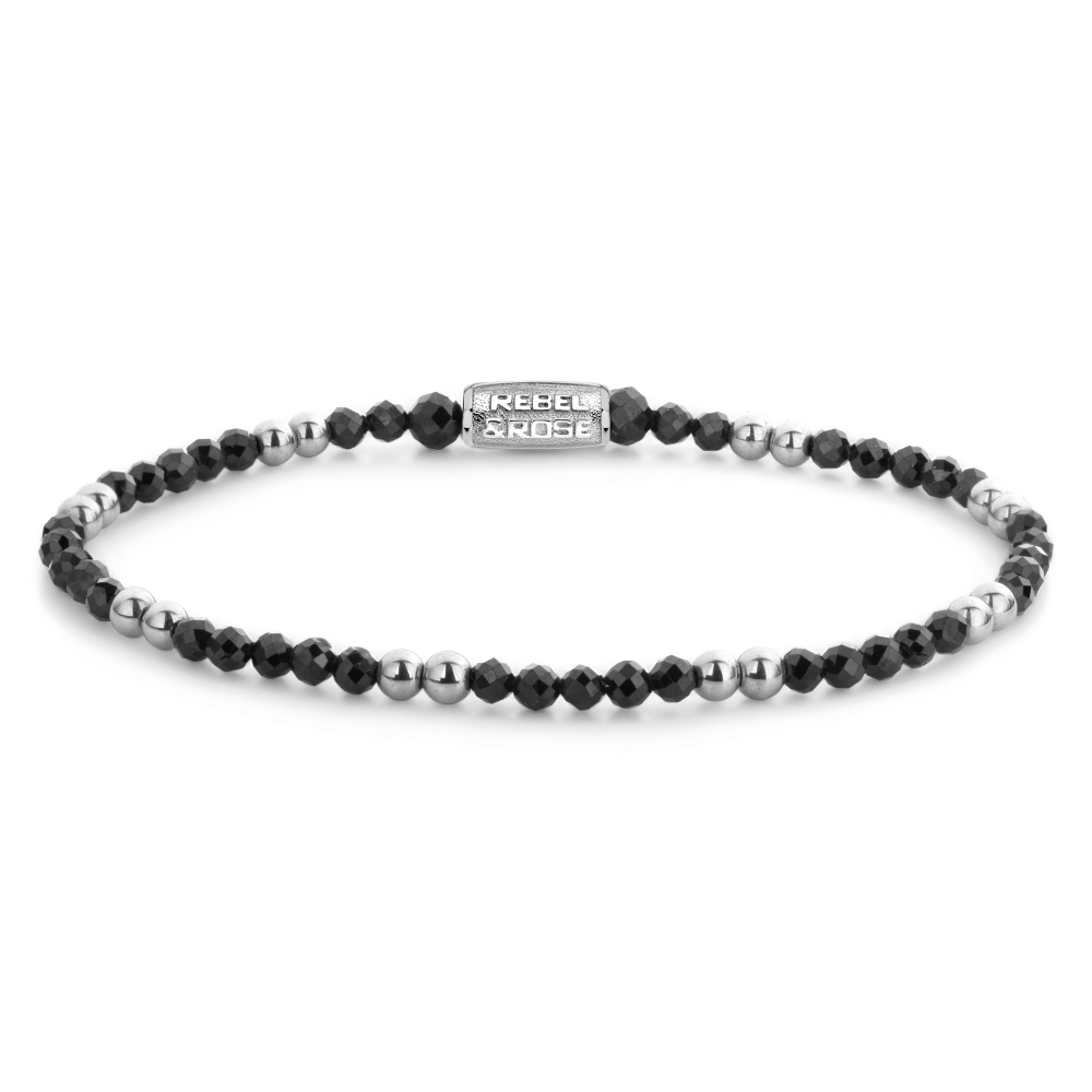 Rebel & & Rose - Armband -  Black &ilver Glam Rocks - 3mm RR-30005-S - PansiteNederland.nl
