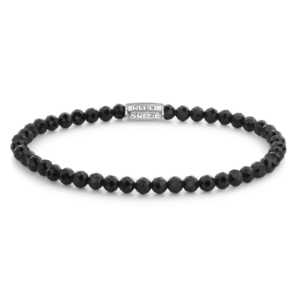 Rebel & & Rose - Armband -  Black Glam Rocksilver - 4mm RR-40160-S - PansiteNederland.nl