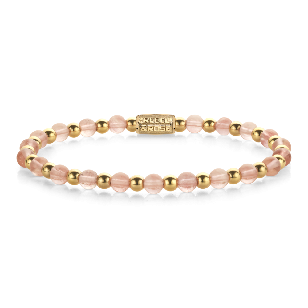Rebel & Rose More Balls Than Most 4mm Armband RR-40192-G - Roze/Goudkleurig