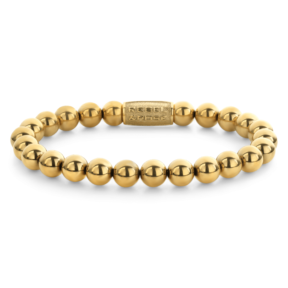Rebel & & Rose - Armband -  Yellow Gold Rocks - handmade - 8mm RR-80115-G - PansiteNederland.nl