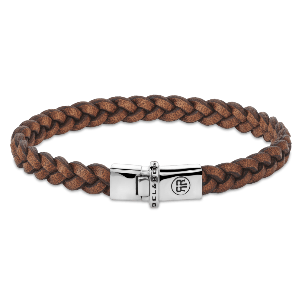Rebel & and Rose - Armband - Small Braided Raw Cognac - RR-L0171-S Unisex - PansiteNederland.nl