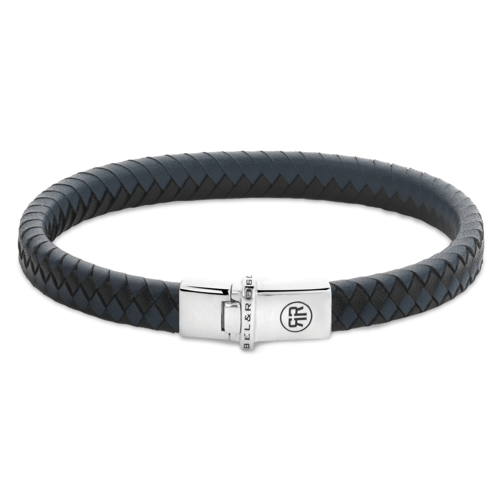 Rebel & & Rose - Armband -  Small Braided Black&Blue RR-L0178-S - PansiteNederland.nl