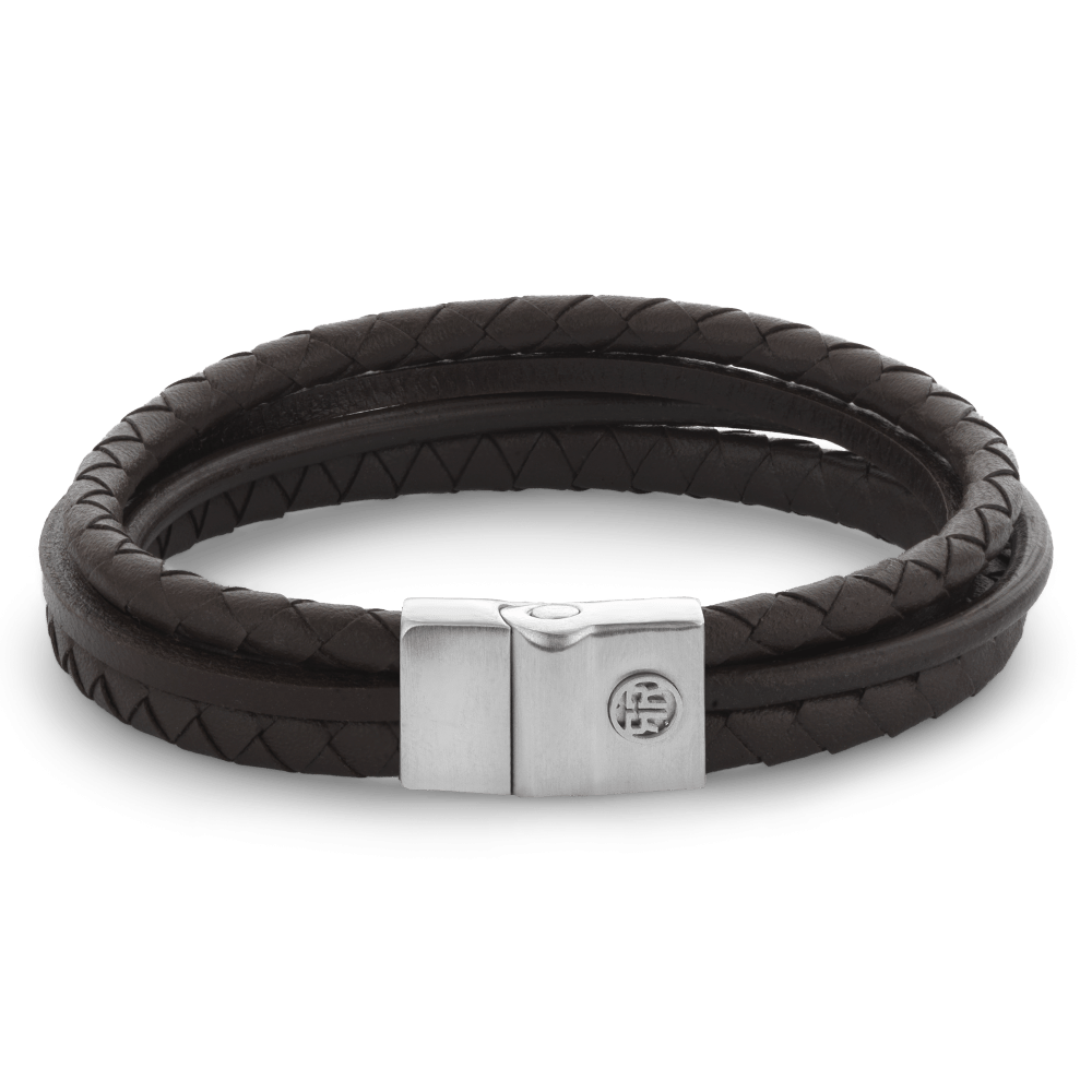 Rebel & Rose Full Metal Leather 12mm Armband RR-M0055-S - Geen Steen