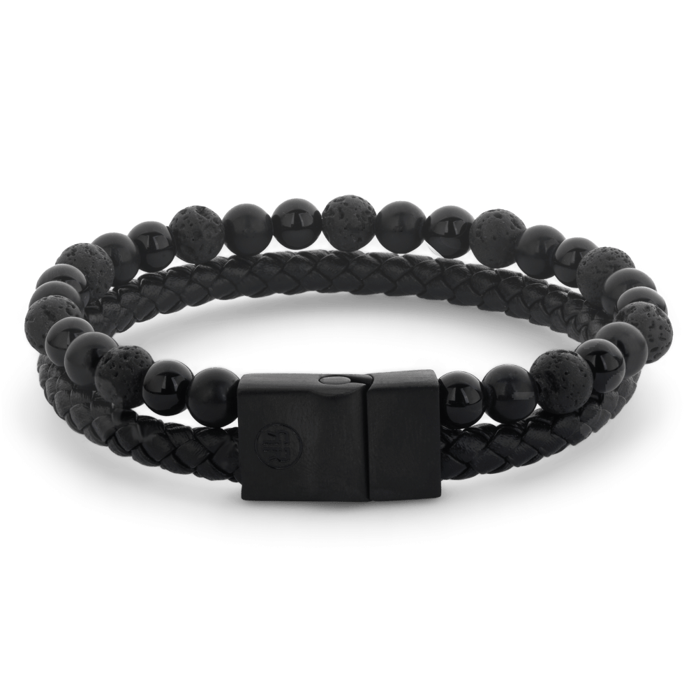Rebel & & Rose - Armband -  Full Metal Combo 12mm Black Rocks RR-M0057-B - PansiteNederland.nl