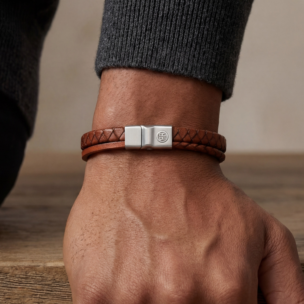 Rebel & Rose Full Metal Premium Combo 9mm Cognac Armband RR-M0066-S – Bruin