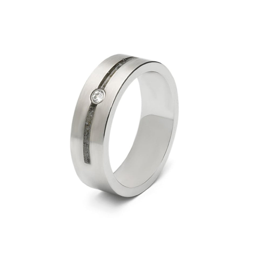 See You Double Groove Gem Ring zilver zwart - RS007-EU50