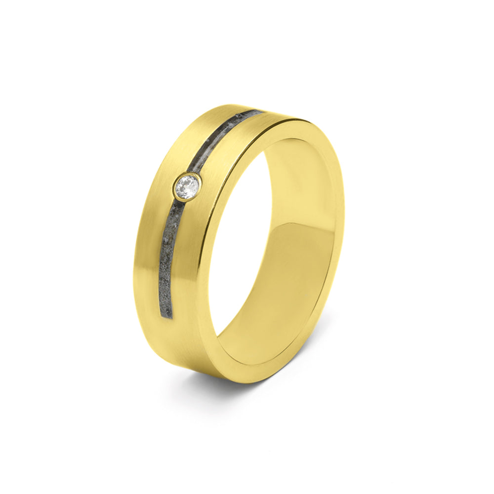 See You Double Groove Gem Ring zilver zwart - RS007-EU50
