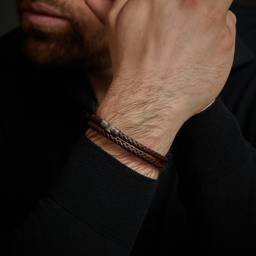 Rebel & Rose Full Metal Leather 10mm Armband RR-M0039-S – Bruin