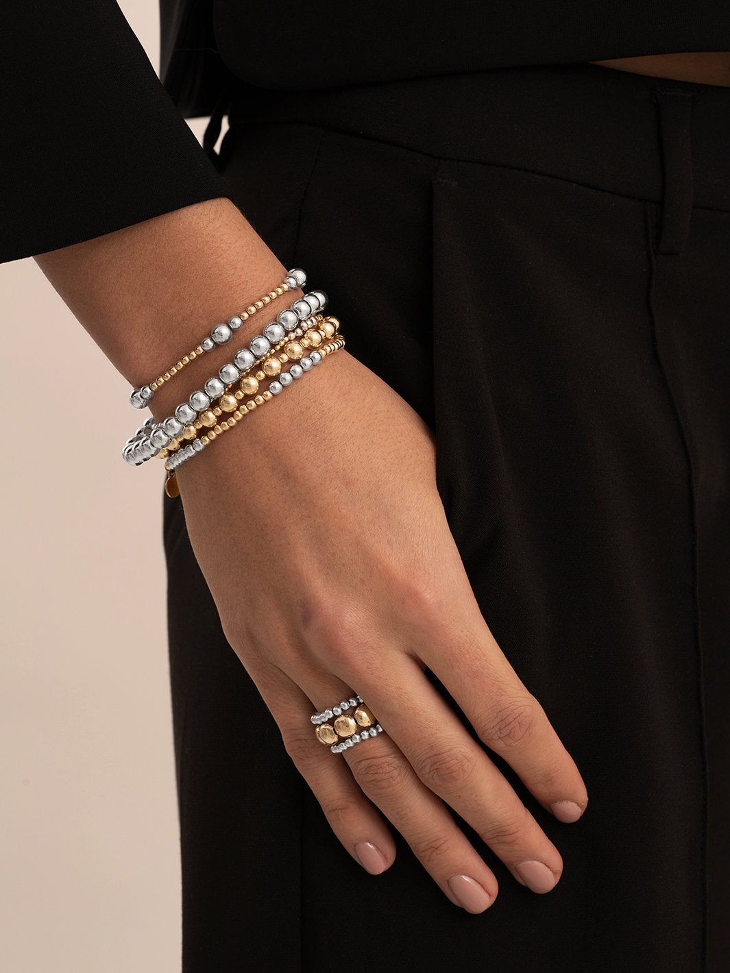 Sparkling Jewels Armband Bicolor mix 2mm gold + 3mm SB-BI-MIX-03 Goudkleurig