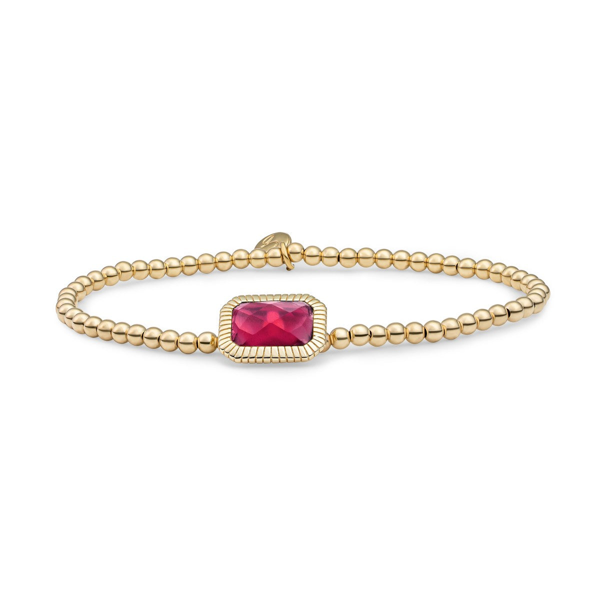 Sparkling Jewels Armband Fuchsiakwarts SB-G-3MM-BAG51 Goudkleurig